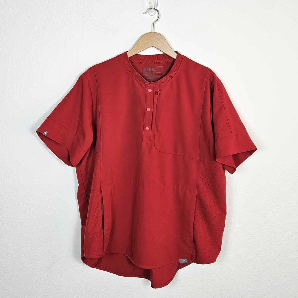 Figs Gidya Henley Scrub Top Women's Size XXL Red #W21SW1004 Discontinued Style